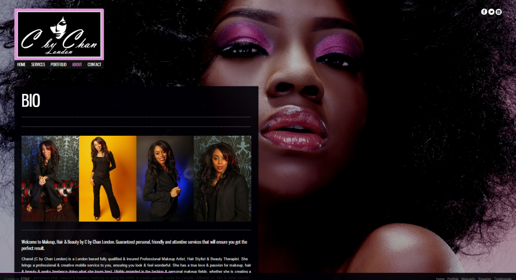 C by Chan London bio screen